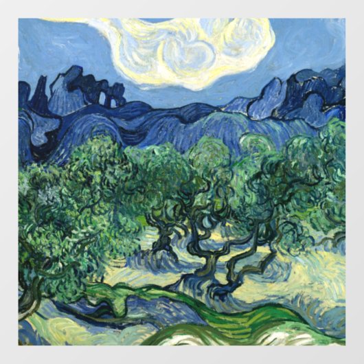 Van Gogh Das Olive Trees Landschaftsbild Fensteraufkleber (Blatt)