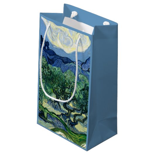 Van Gogh Das Olive Trees Landschaftsbild Kleine Geschenktüte (Rückseite Schrägansicht)