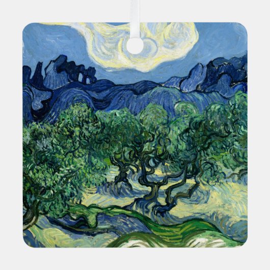 Van Gogh Das Olive Trees Landschaftsbild Ornament Aus Metall (Vorderseite)