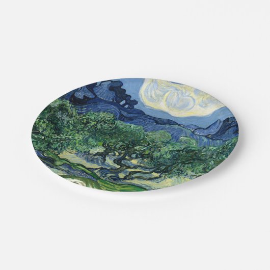 Van Gogh Das Olive Trees Landschaftsbild Pappteller (Schrägansicht)