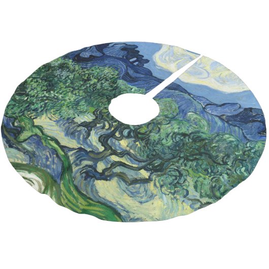 Van Gogh Das Olive Trees Landschaftsbild Polyester Weihnachtsbaumdecke (Schrägansicht)