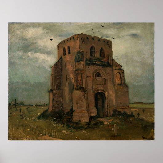Van Gogh - Der Bauernhof, die alte Kirche Poster (Vorne)