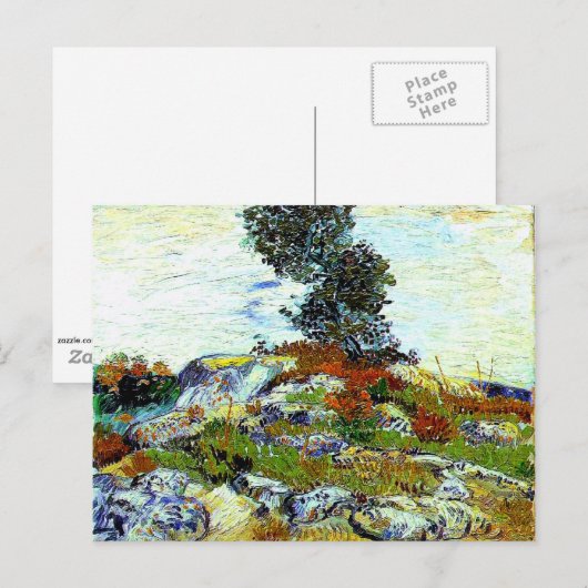 Van Gogh - Die Felsen mit Eichenbaum, schöne Kunst Postkarte (Vorne/Hinten)