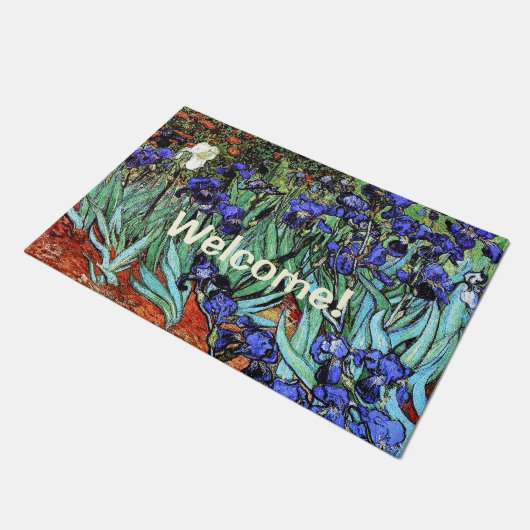 Van Gogh die Iris-Blumen-willkommene mit Fußmatte (Schrägansicht)
