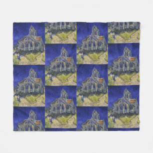 Van Gogh Die Kirche in Auvers Blaue Himmelskunst Fleecedecke