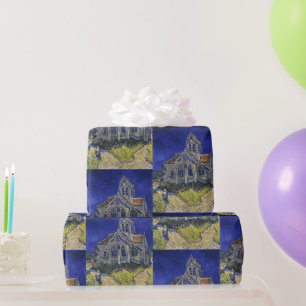 Van Gogh Die Kirche in Auvers Blaue Himmelskunst Geschenkpapier