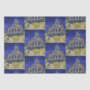 Van Gogh Die Kirche in Auvers Blauer Himmel Kunst Seidenpapier