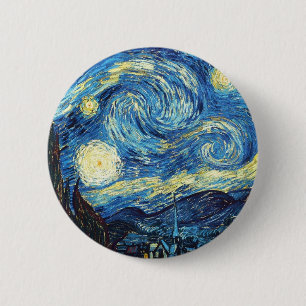 Van Gogh die starry Nacht1889 Vintage Kunst Button