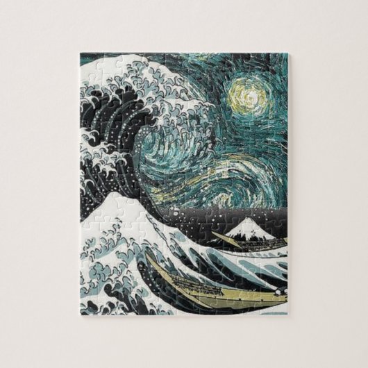 Van Gogh die sternenklare Nacht - Hokusai die Puzzle (Vertikal)