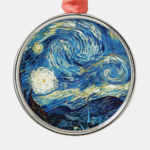 van gogh die sternennacht 1889 Vintage Kunst Silbernes Ornament