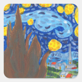 Van Gogh, Die Sternennacht-Aufkleber Quadratischer Aufkleber