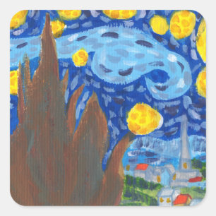 Van Gogh, Die Sternennacht-Aufkleber Quadratischer Aufkleber