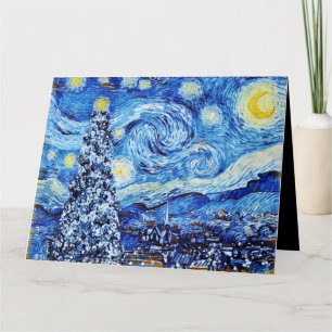 Van Gogh - Die Sternennacht - Weiße Weihnachtskart Karte