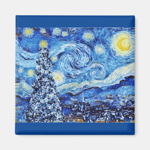 Van Gogh - Die Sternennacht - Weißer Weihnachtspos Magnet