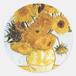 Van Gogh Die Vase mit 12 Sonnenblumenaufklebern Runder Aufkleber