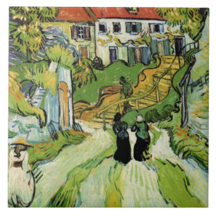 Van Gogh - Dorfstraße und Treppe in Auvers Fliese