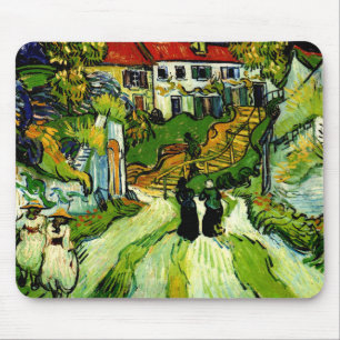Van Gogh - Dorfstraße und Treppen in Auvers, Mousepad