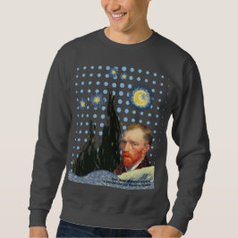  Van Gogh dots moon stars flames face Sweatshirt