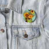 Van Gogh - Drei Sonnenblumen in einer Vase - Kunst Button (Beispiel)