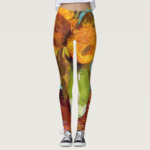Van Gogh - Drei Sonnenblumen in einer Vase - Kunst Leggings