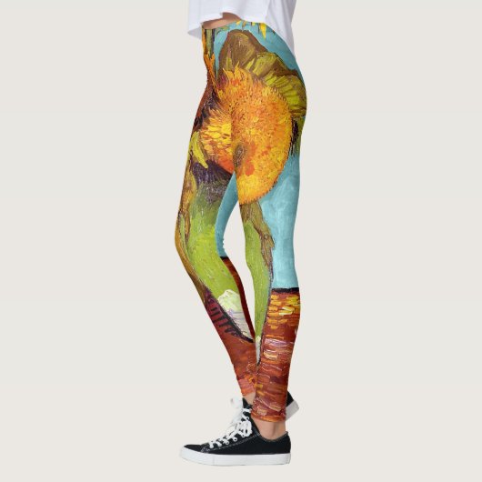 Van Gogh - Drei Sonnenblumen in einer Vase - Kunst Leggings (Links)