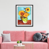 Van Gogh - Drei Sonnenblumen in einer Vase - Kunst Leinwanddruck (Insitu (Wohnzimmer))
