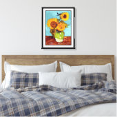 Van Gogh - Drei Sonnenblumen in einer Vase - Kunst Leinwanddruck (Insitu (Schlafzimmer))