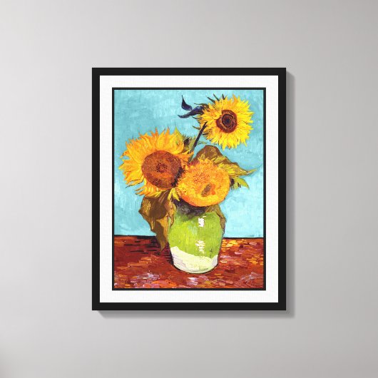 Van Gogh - Drei Sonnenblumen in einer Vase - Kunst Leinwanddruck (Vorderseite)