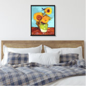 Van Gogh - Drei Sonnenblumen in einer Vase - Kunst Leinwanddruck (Insitu (Schlafzimmer))