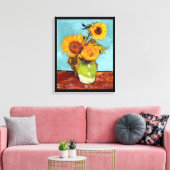 Van Gogh - Drei Sonnenblumen in einer Vase - Kunst Leinwanddruck (Insitu (Wohnzimmer))