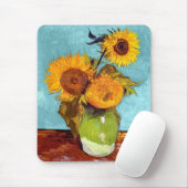 Van Gogh - Drei Sonnenblumen in einer Vase - Kunst Mousepad (Mit Mouse)
