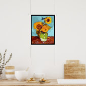 Van Gogh - Drei Sonnenblumen in einer Vase - Kunst Poster (Küche)