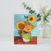 Van Gogh - Drei Sonnenblumen in einer Vase - Kunst Postkarte (Stehend Vorderseite)