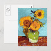 Van Gogh - Drei Sonnenblumen in einer Vase - Kunst Postkarte (Vorne/Hinten)