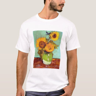 Van Gogh - Drei Sonnenblumen in einer Vase - Kunst T-Shirt