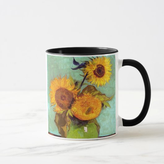 Van Gogh - Drei Sonnenblumen in einer Vase - Kunst Tasse (Rechts)