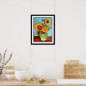 Van Gogh - Drei Sonnenblumen in einer Vase Poster (Küche)