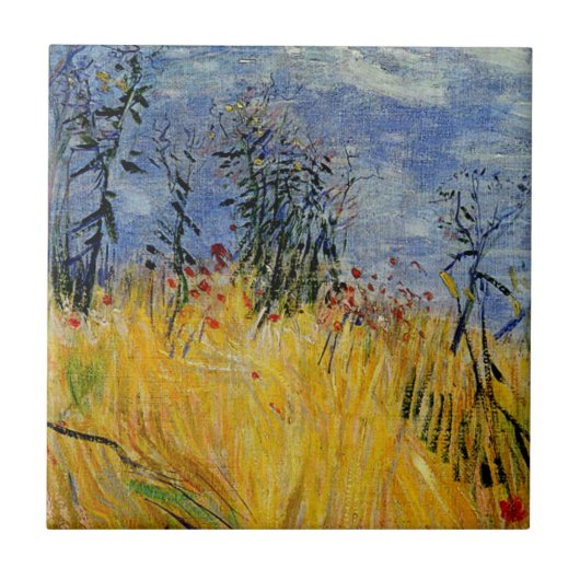 Van Gogh - Edge of a Weizen Field with Poppies Fliese (Vorderseite)