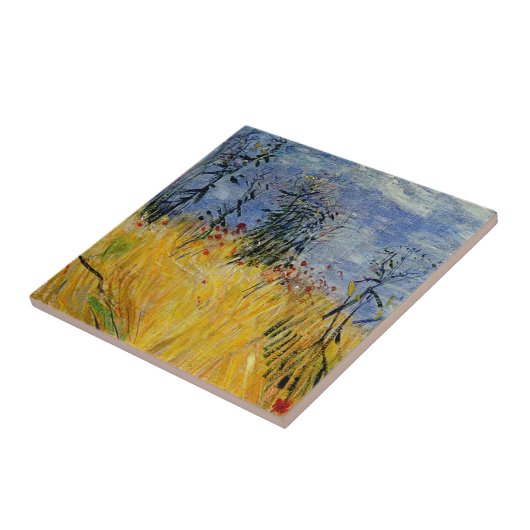 Van Gogh - Edge of a Weizen Field with Poppies Fliese (Seite)