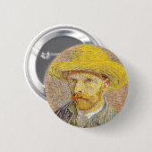 Van Gogh-Eigenportrait mit Strohhut-Button Button (Vorne & Hinten)