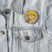 Van Gogh-Eigenportrait mit Strohhut-Button Button (Beispiel)
