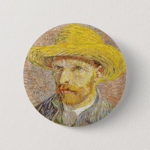 Van Gogh-Eigenportrait mit Strohhut-Button Button