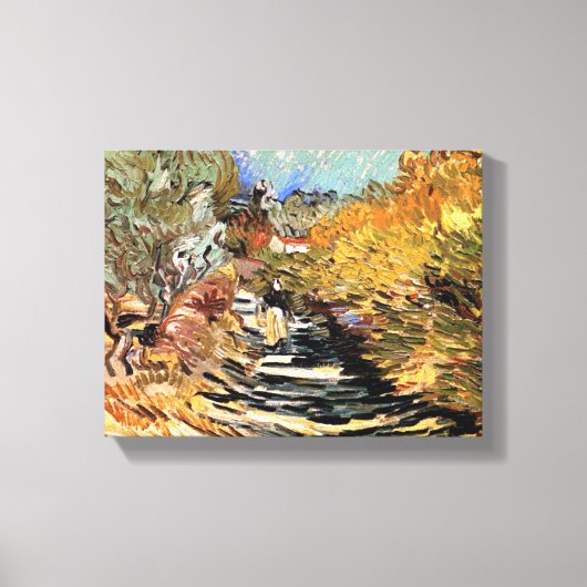 Van Gogh - Eine Straße in Saint-Remy mit weibliche Leinwanddruck (Vorderseite)