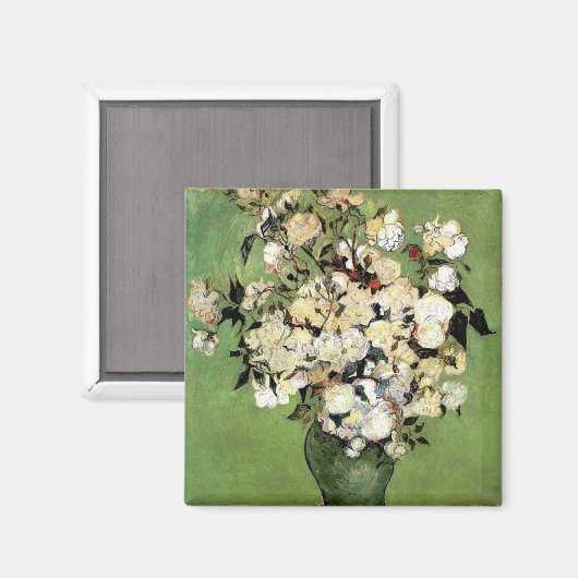 Van Gogh: Eine Vase der Rose Magnet (Vorderseite/Rückseite)