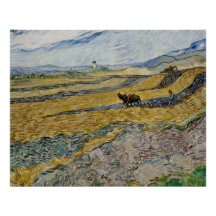 Van Gogh Enclosed Field mit Plowman Glossy