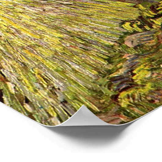 Van Gogh - Feld mit aufstrebender Sonne Poster (Ecke)