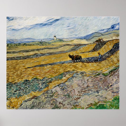 Van Gogh - Feld mit Plowman Poster (Vorne)