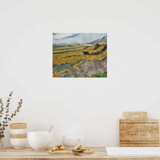 Van Gogh - Feld mit Plowman Poster (Küche)