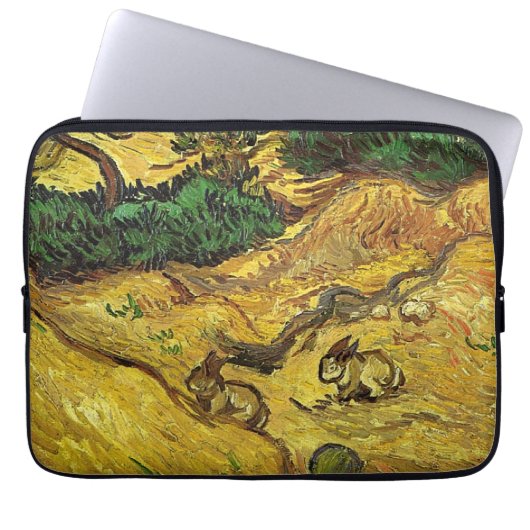 Van Gogh - Feld mit zwei Kaninchen Laptopschutzhülle (Vorderseite)