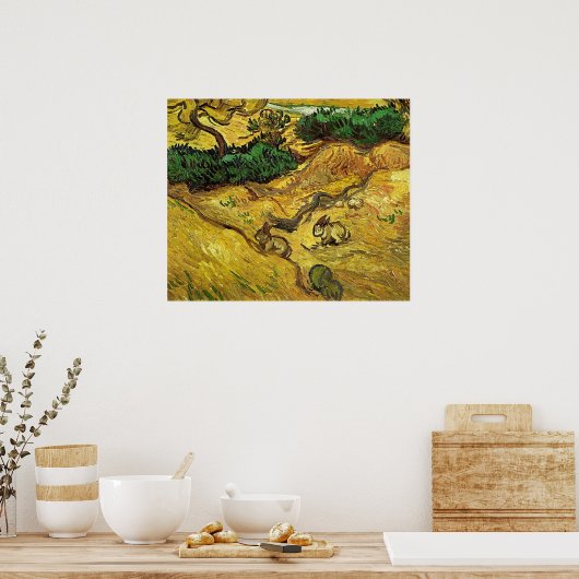 Van Gogh - Feld mit zwei Kaninchen Poster (Küche)